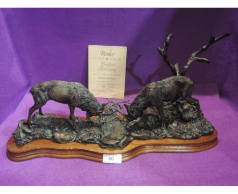 A Border Fine Art study, Highland Challenge, Stags In Combat, studio bronze, L86, with certificate 34/200 (af)