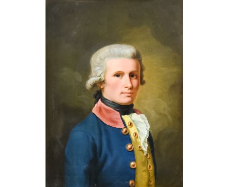 18th Century Continental School - Oil painting - Half length portrait of a young man wearing military dress, relined canvas 2