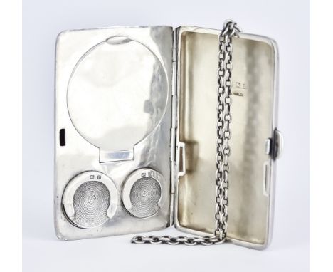 A George V Silver Rectangular Combination Compact, Cigarette and Sovereign Case, by Mappin &amp; Webb, Birmingham, 1912, the 