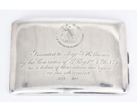 An Edward VII Silver Rectangular Cigarette Case, by A J Zimmerman Ltd, Birmingham 1902, of plain rectangular curved form, the