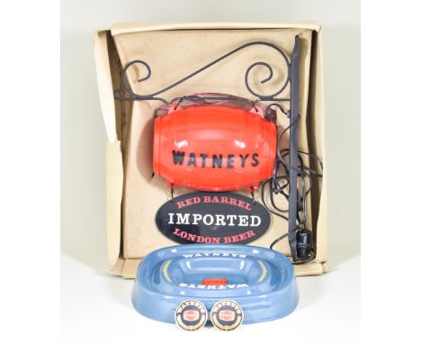 A Small Collection of Primarily Watneys Brewing Interest, including - Watneys Red Barrel advertising bracket lamp, 12.25ins h