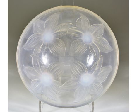 Lys No. 382 - A Lalique Opalescent Glass Bowl, designed by Rene Lalique, on four glass stem feet, 9.5ins diameter x 5ins high