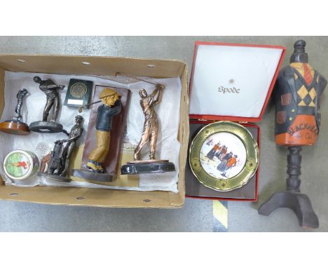 Golfing interest, statues, lidded pot, mannequin, etc. **PLEASE NOTE THIS LOT IS NOT ELIGIBLE FOR POSTING AND PACKING** 