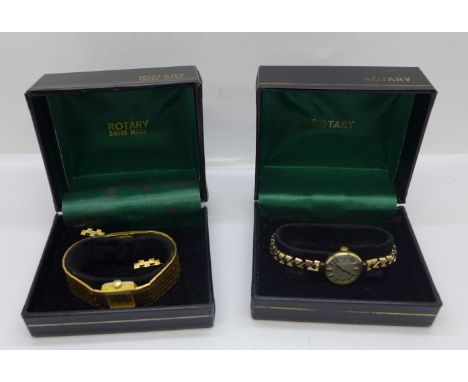 Two lady's Rotary wristwatches, one with a 9ct gold case, with boxes 