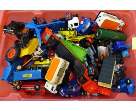 A large collection of die-cast model vehicles, including Tri-ang, Corgi, Matchbox and Lone Star 