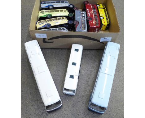 Seven Corgi, two Joal and one other die-cast model coaches 