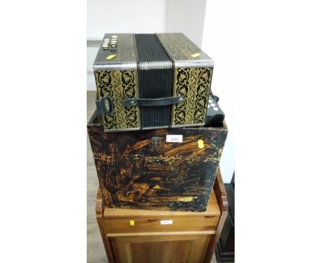 ANTIQUE HOHNER ACCORDION IN HOMEMADE BOX