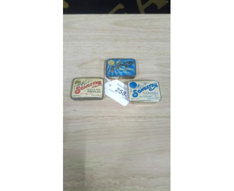 3 VINTAGE ' SONGSTER ' NEEDLES TINS & CONTENTS