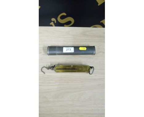 VINTAGE SALTER POSTAL SCALES IN METAL TUBE