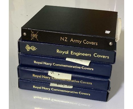 To include three Royal Navy Commemorative album with 132 signed covers, a Royal Engineers album with 60 signed covers and a N