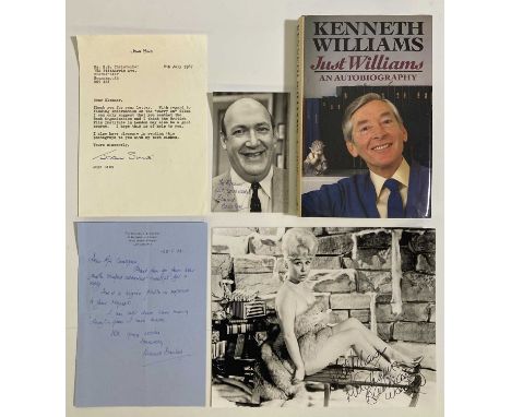 Selection of five items signed by members of the Carry On cast to include: Kenneth Williams signed first edition of his autob