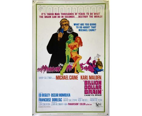 Three original posters for 1968 releases: a large US poster (approx 40 x 60") for 'Billion Dollar Brain' shows some foxing an