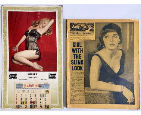An original pin up calendar issued by 'Headlght' with complete removable calendar and printed image of Marilyn Monroe affixed
