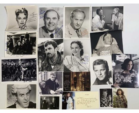 A collection of 19 signed colour images, 8 x 10" or smaller. Signatures from: Alec Guinness, John Gielgud, Ian McKellen, Budd