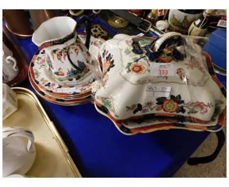 ASHWORTH BROS HANLEY PART SET OF PLATES, PEDESTAL TUREEN AND A JUG   