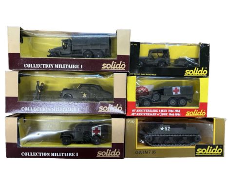 Six boxed Solido military vehicle models