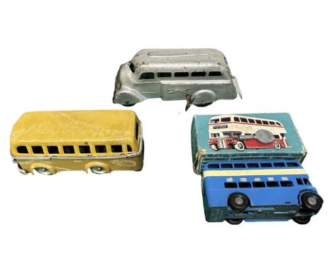 Three clockwork buses, to include a boxed Chad Valley example