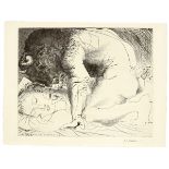 Pablo Picasso. „Minotaure caressant du mufle la main d’une dormeuse“. 1933