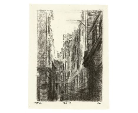Lyonel Feininger (1871 – New York – 1956). „Paris IV“. 1931Kohle auf Japanbütten.  30,2&nbsp;×&nbsp;23,5&nbsp;cm (11&nbsp;⅞&n