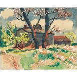 Max Pechstein. Landschaft mit Hof und blühenden Bäumen. 1928