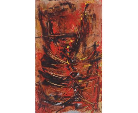 Otto Greis (Frankfurt a. M. 1913 – 2001 Ockenheim). “Dynastie“. 1955Mischtechnik auf Leinwand. 110&nbsp;×&nbsp;65&nbsp;cm (43