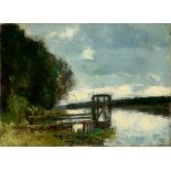 Lesser Ury. „Bootsanleger am Fluss“. 1909