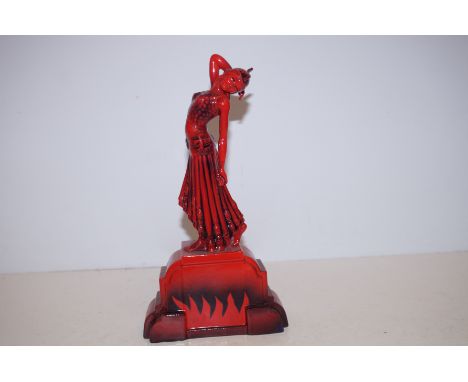 Peggy Davies Ruby Fusion art deco figure signed in gold Height 27 cm
