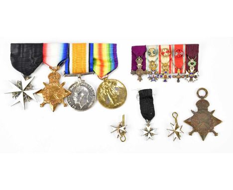 Three WWI medals awarded to H S Town Royal Artillery, comprising 1914-15 star, 1914-18 medal and Victory medal, also a Order 