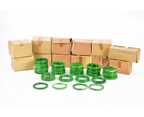 An extensive collection of jadeite bangles.Condition Report: Approximately 150 bangles, diameter of the inner bangle 7cm.
