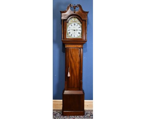 JAMES LAW, ABERDEEN; a 19th century mahogany cased thirty hour longcase clock, the hood with urn finial and broken swan neck 