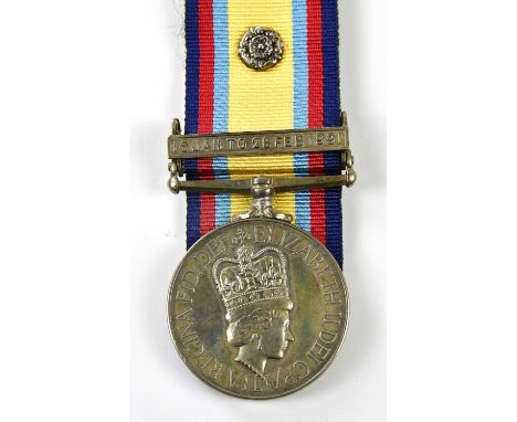 An Elizabeth II Gulf War Medal, with 16th January-28th February 1991 clasp, awarded to Private P. Hamblin of the Royal Army O