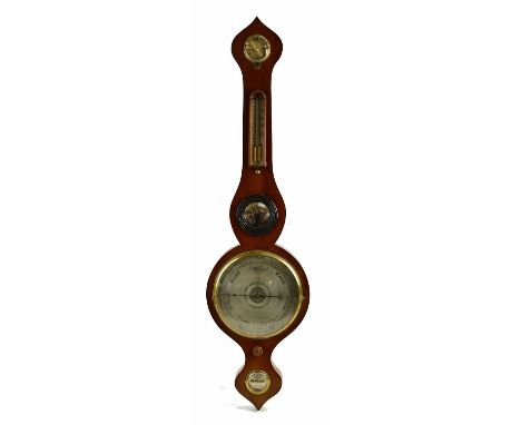 A 19th century mahogany wheel barometer, with silvered dial, 96cm.