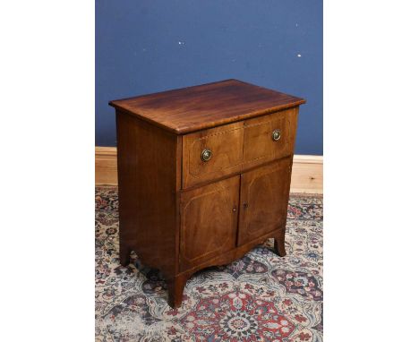 A 19th century mahogany Pembroke table, with drawer, on tapered legs, height 71cm, width 76cm, with a mahogany commode chest,