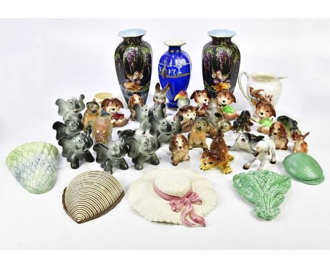 A large collection of Weatherby ceramic models and assorted ceramics including Sylvac wall pockets, etc.