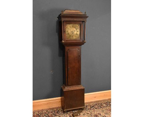 S. ASHTON BRADBURY; a 19th century oak cased thirty hour longcase clock, with brass face set with Roman numerals, height 210c