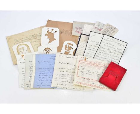COLONEL SIR CHARLES EDWARD YATE FAMILY PAPERS; a collection of papers and ephemera, to include a hand written letter from ‘Ca