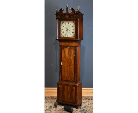 ATTRIBUTED TO WILLIAM WHITTAKER; an early 19th century eight day longcase clock, the painted dial set with Roman numerals and