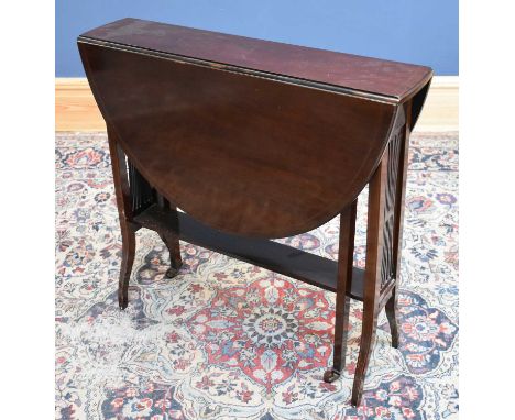 An Edwardian inlaid mahogany drop-leaf Sutherland table, height 71cm.