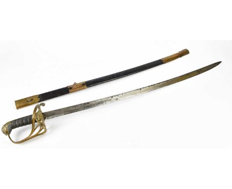 A George IV 1822 pattern officer's sword, with shagreen grip and scabbard, overall length 98cm.