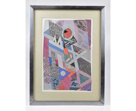 † MIKE HATJOULLIS (British, 20th century); gouache abstract, 'Line Scape', initialled 'MH' and dated 1987 lower right, 40 x 2