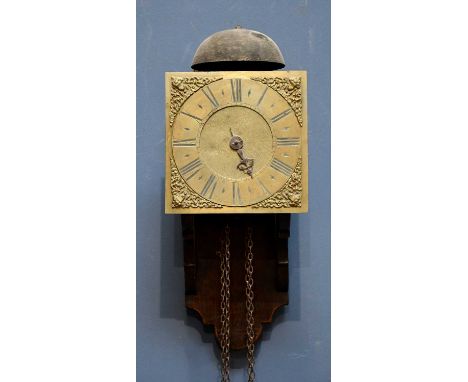 JOHN CANNON, MARLBOROUGH; an 18th century wall clock with 30 hour movement, the brass face set with Roman numerals, 20cm, on 