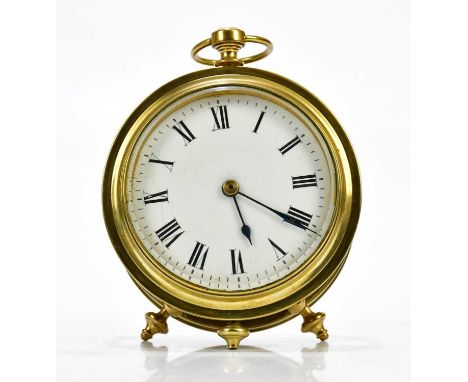 A 19th century French drum carriage clock, the enamel dial set with Roman numerals, with fusée movement, height 14cm, diamete