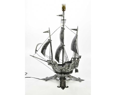 A decorative modern table lamp modelled as a galleon, height 83cm.