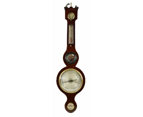 A 19th century mahogany wheel barometer with silvered dial, height 97cm.