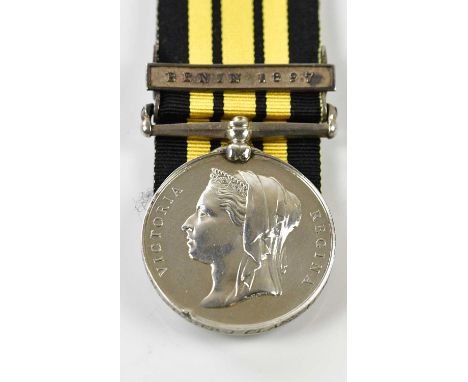 A Victorian east and west Africa Medal, with Benin 1897 clasp, later named to E. P. Chapman Stoker First Class H.M.S. Swallow