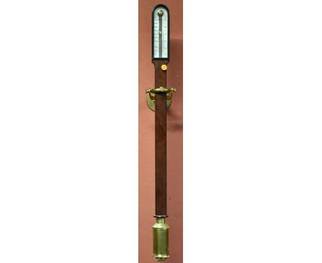 ROSETTI, LONDON; a mahogany ship's barometer, with silvered dial and brass binnacle, height 90cm.