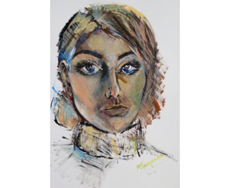 MAGDALENA TARGONSKA (Bath, Contemporary) Self portrait, signed &amp; dated 2018, acrylic/pastel on paper, 42 x 29.5cm (unfram
