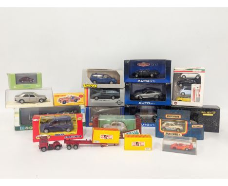 A collection of model cars including Matchbox, Auto Art, Majorette, Norev, Solido, Gama, etc 