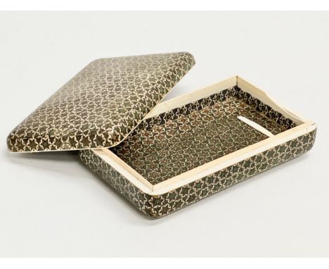 An early 20th century Khatam Kari Micro Mosaic bone tabletop trinket/cigarette box. Circa 1900-1920. 16.5x10x4cm 