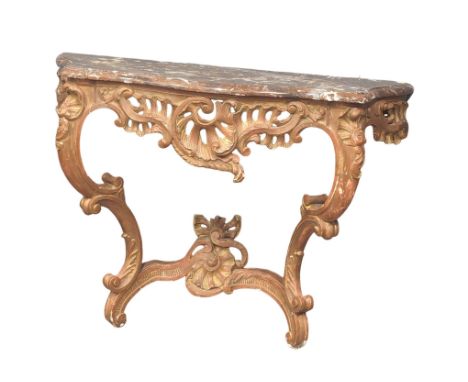 A 19th century Louis XV style gilt console table with marble top, circa 1860-1880. 116x43x86.5cm 